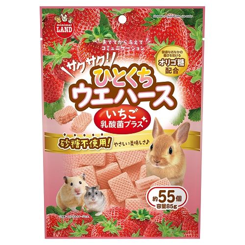 Marukan 小動物零食 - 一口威化餅乳酸菌草莓味85g x6