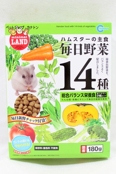 倉鼠零食 - Marukan 倉鼠毎日野菜14種蔬菜乾糧 (小粒)180g x 3