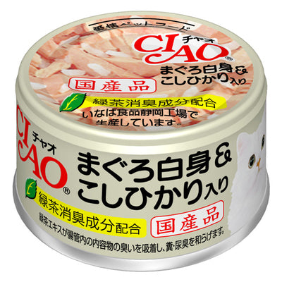 CIAO 貓罐罐 - 白肉金槍魚、越光米 85g  x 6個