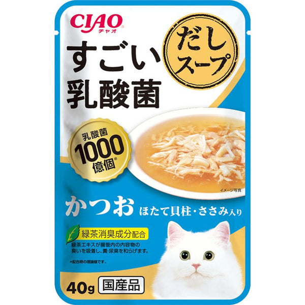 Inaba CIAO 貓貓袋裝湯包 - 1000億個乳酸菌 鰹魚, 帆立貝雞肉味 40g x12