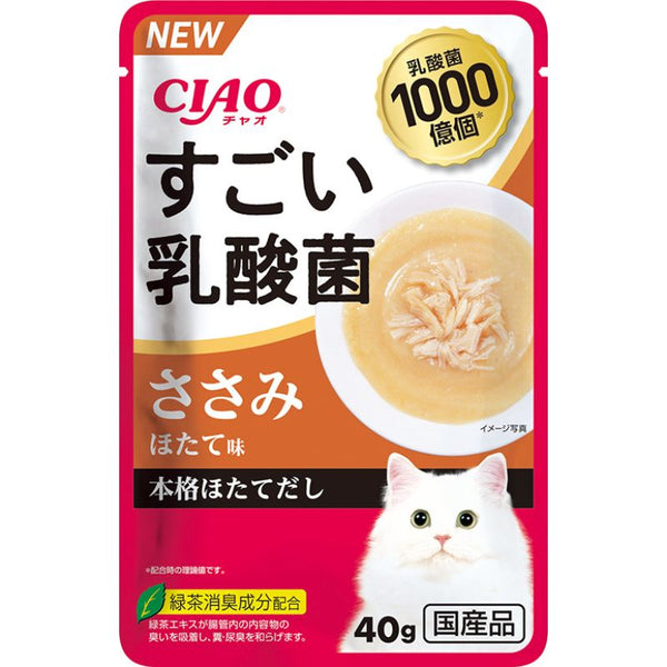 Inaba CIAO 貓貓袋裝濕糧 - 1000億個乳酸菌 雞肉帆立貝味 40g x12