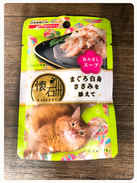 懷石袋裝貓濕糧 - 白肉金槍魚伴雞肉絲 (海鮮湯底) x12袋
