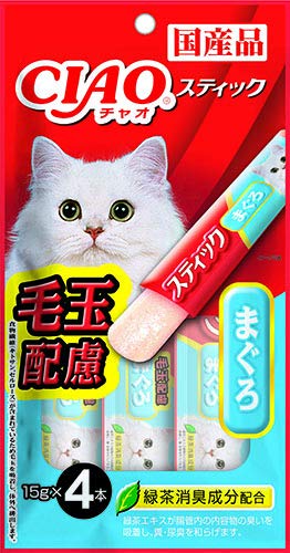 Ciao 啫喱肉棒 - 金槍魚 （去毛球配方）4條裝 x 12袋